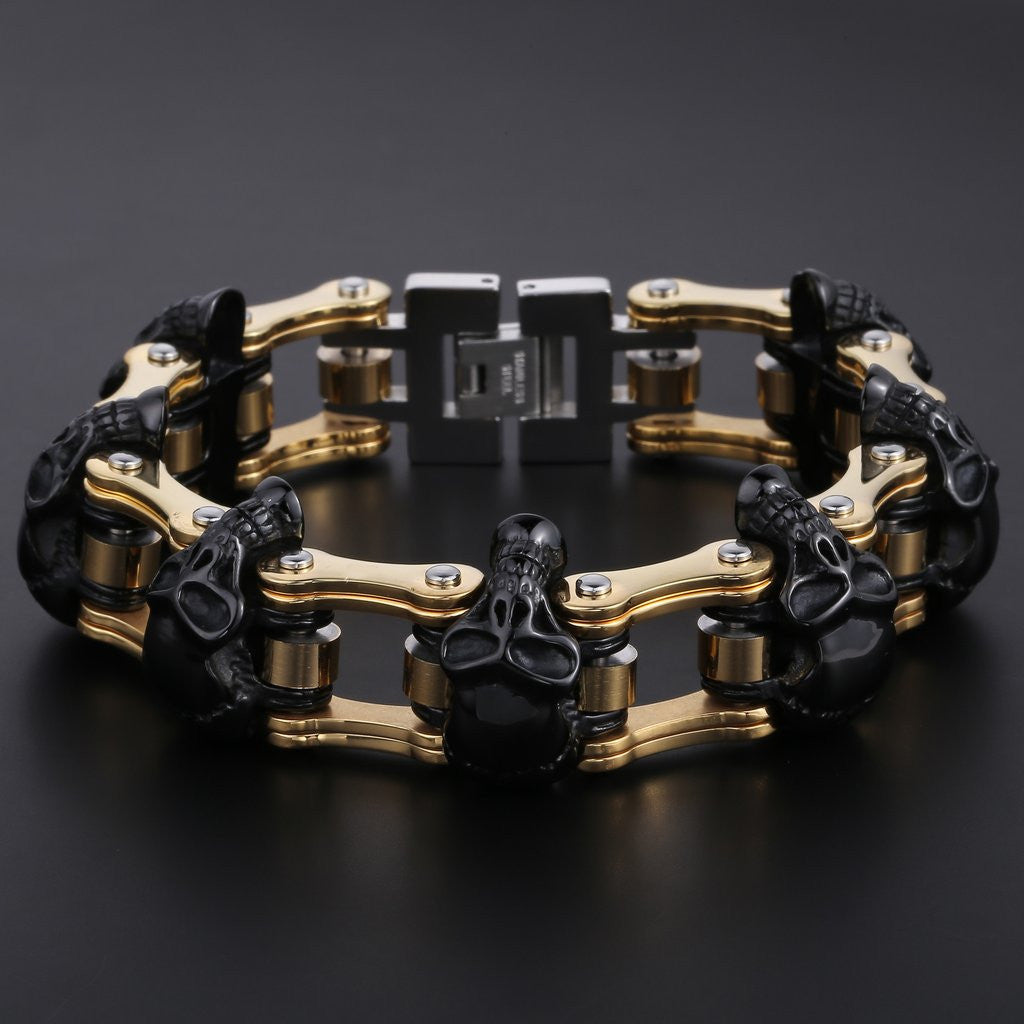 Biker's Stainless Steel Skull Bracelet