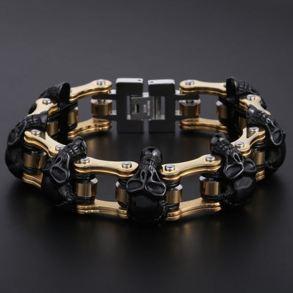 Biker's Stainless Steel Skull Bracelet