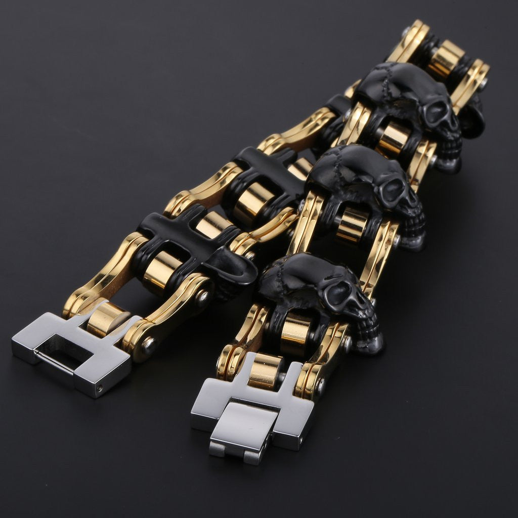 Biker's Stainless Steel Skull Bracelet