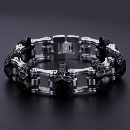 Biker's Stainless Steel Skull Bracelet