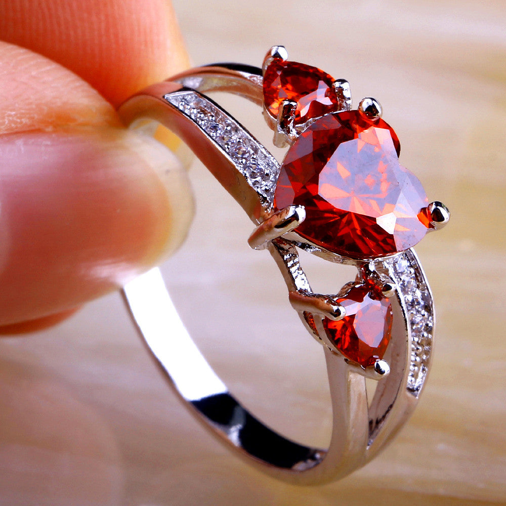 Heart January Birthstone Ring (Garnet)