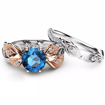Floral Dual Set September Birthstone Ring