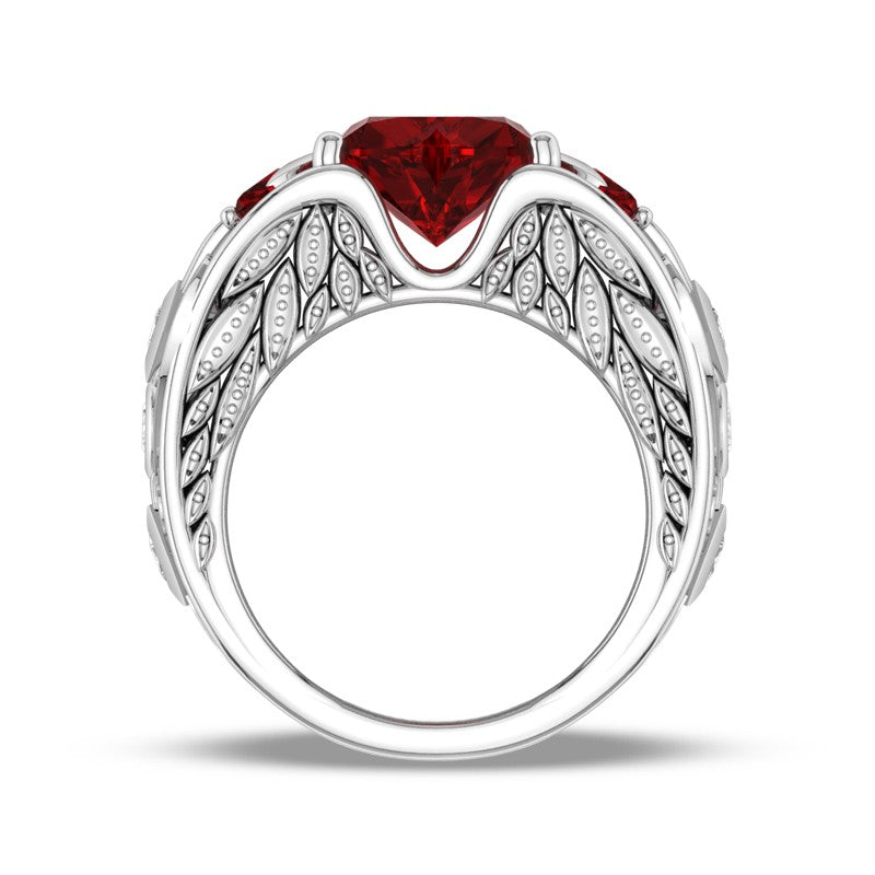 Angelwing Heart Birthstone Ring (July Birthstone)