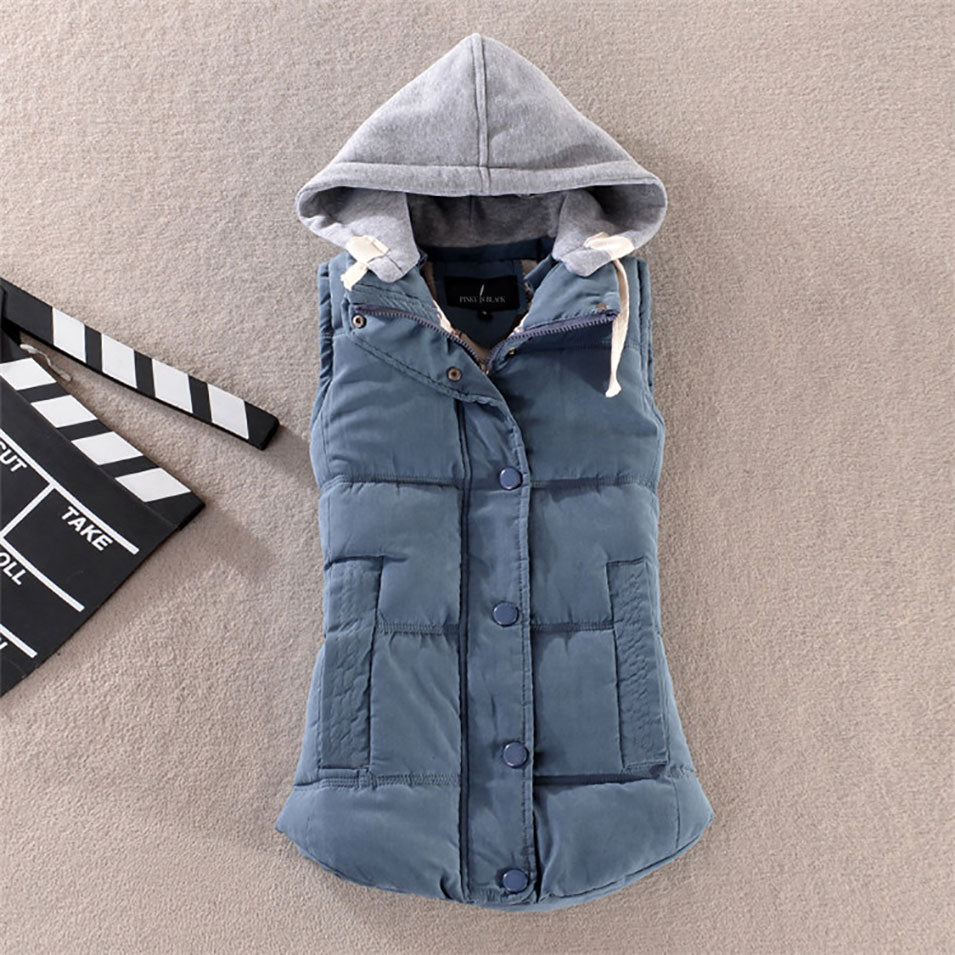 Autumn/Winter Sleeveless Hooded Vest