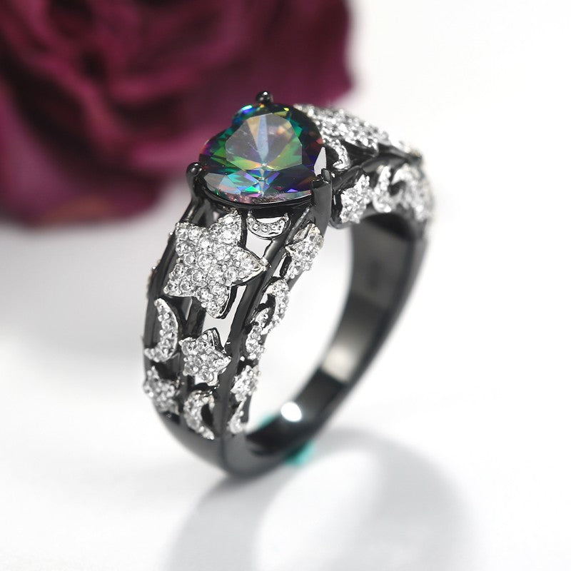 Stars & Moon Heart Ring
