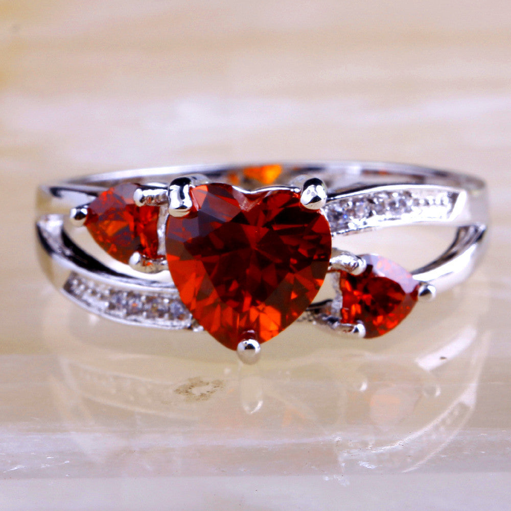 Heart January Birthstone Ring (Garnet)