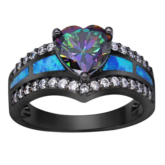 November Birthstone Rainbow Topaz Love Ring
