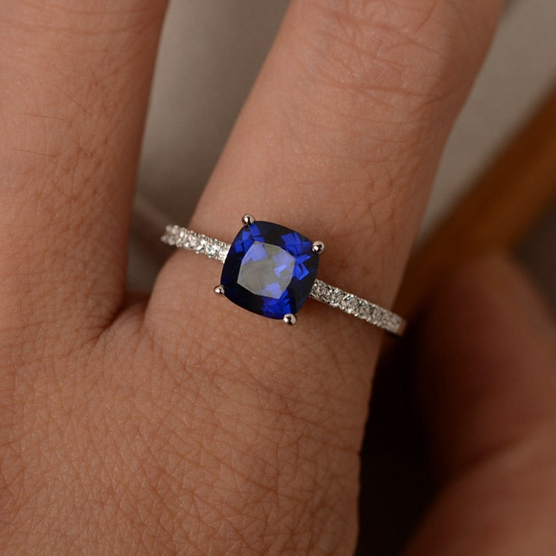 Square September Birthstone Ring