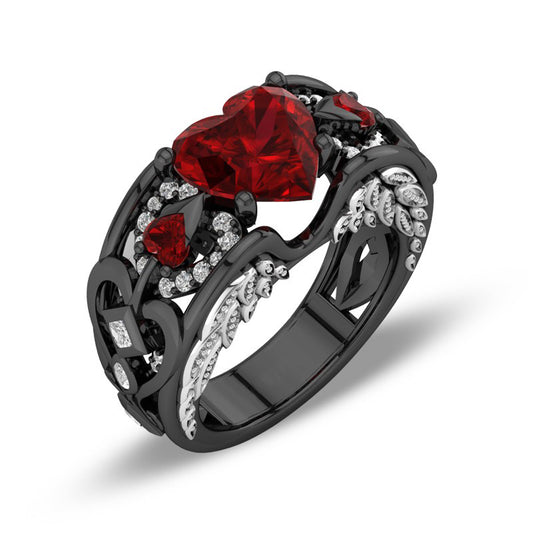 Angelwing Heart Birthstone Ring (July Birthstone)