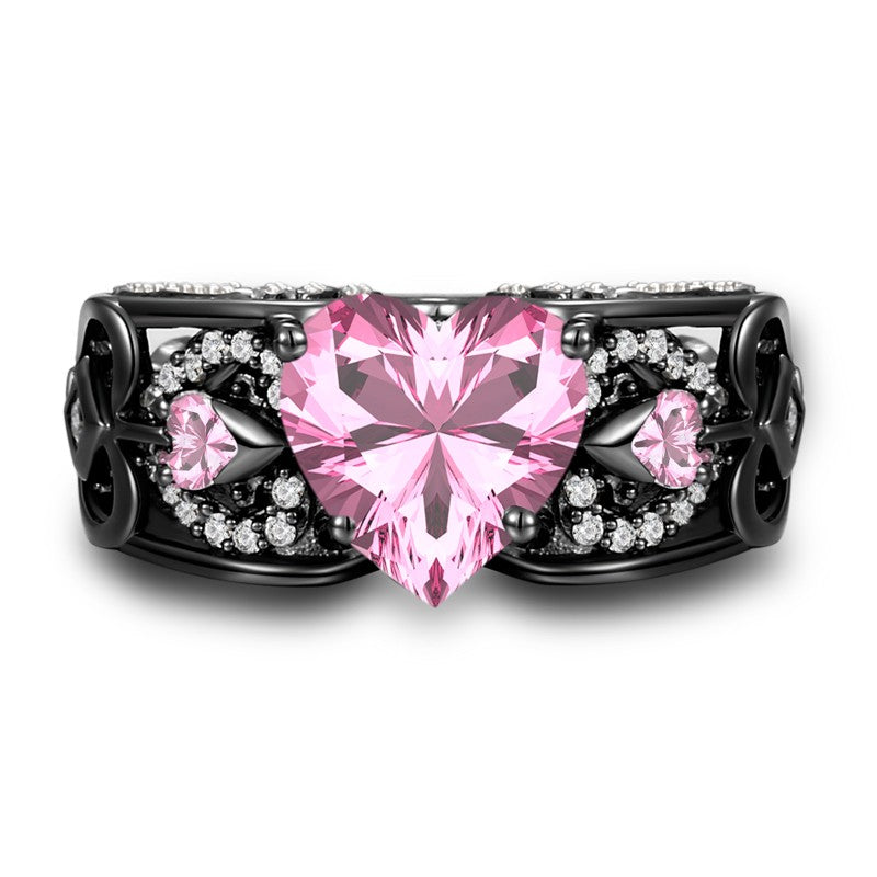 Angel-Wing Heart Series:  Black Gold October Ring