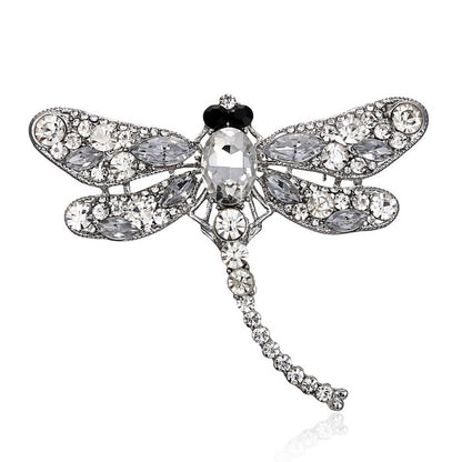Ornate Crystal Rhinestone Dragonfly Brooch