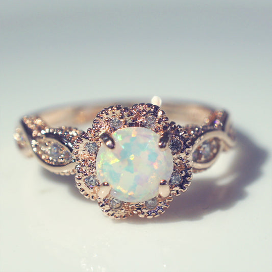 Vibrant Opal & Rose Gold Ring