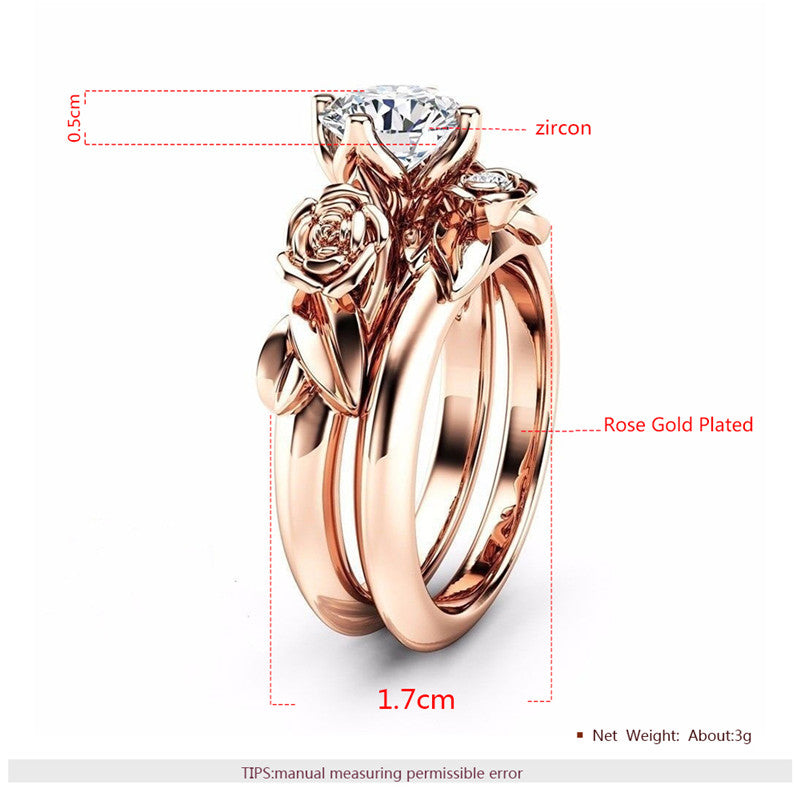 Rose Gold Floral April Birthstone Ring