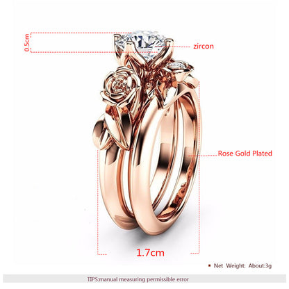 Rose Gold Floral April Birthstone Ring