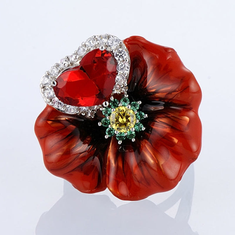 Floral Beating Heart November Ring