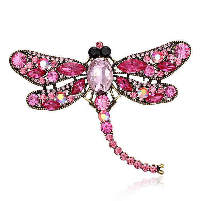 Ornate Crystal Rhinestone Dragonfly Brooch