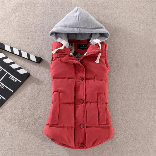 Autumn/Winter Sleeveless Hooded Vest