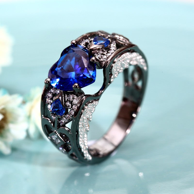 September Angelwing Heart Birthstone Ring