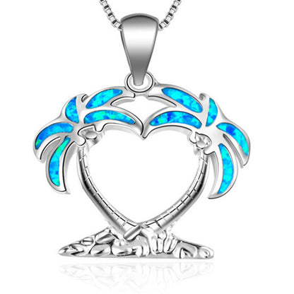 Loggerhead Turtle Silver & Opal Necklace
