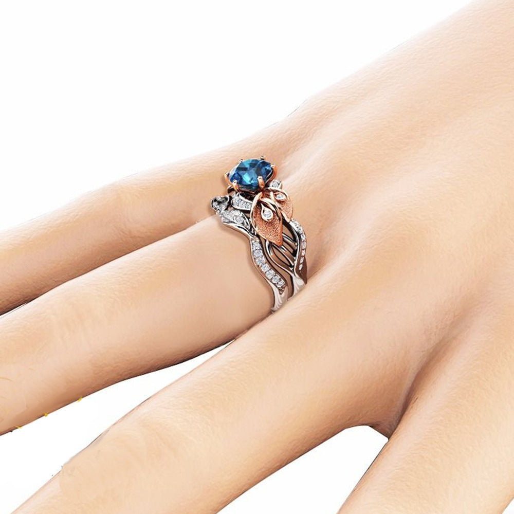 Floral Dual Set September Birthstone Ring