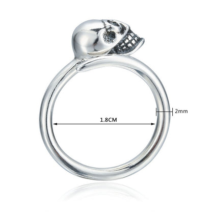 Adjustable 925 Sterling Silver Skull Ring (Unisex)