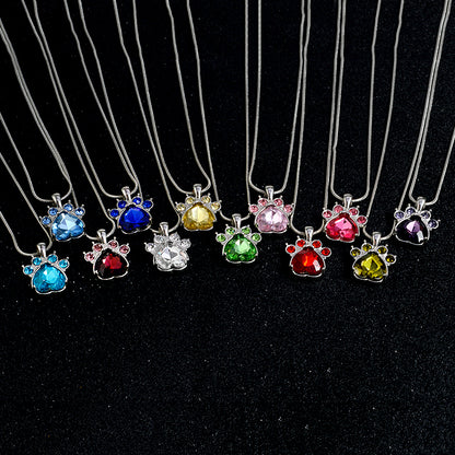 Paw Birthstone Pendants