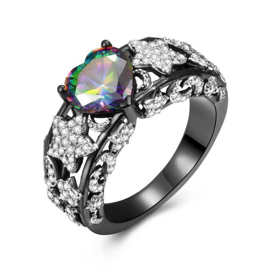 Stars & Moon Heart Ring