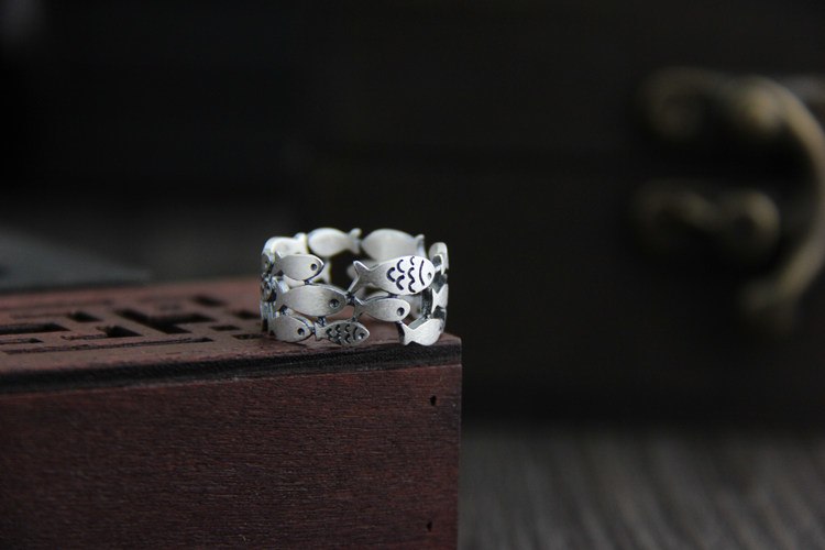 Silver Fish School Ring