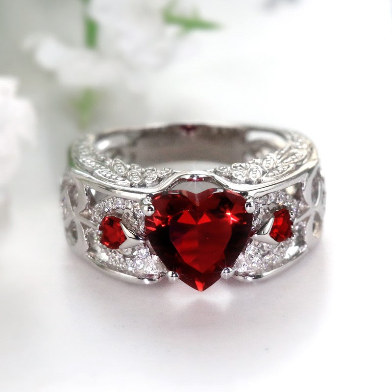 Angelwing Heart Birthstone Ring (July Birthstone)