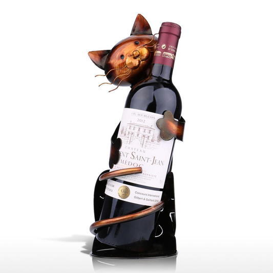 Iron Hugging Cat Wine Holder