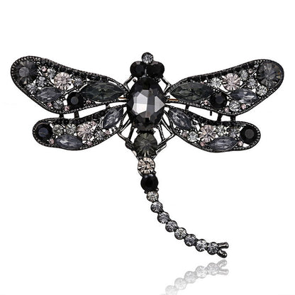 Ornate Crystal Rhinestone Dragonfly Brooch