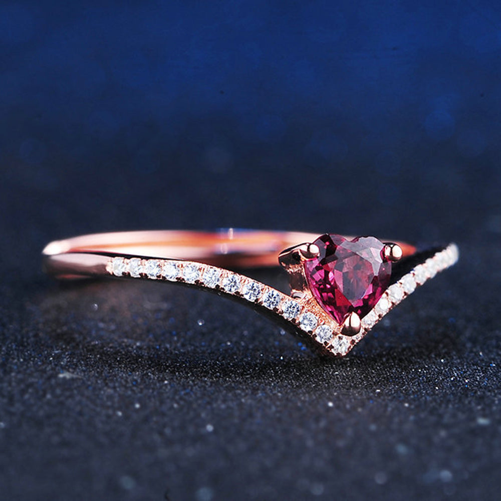 Rose Gold Plated 925 Sterling Silver January Birthstone Tiara Heart Ring
