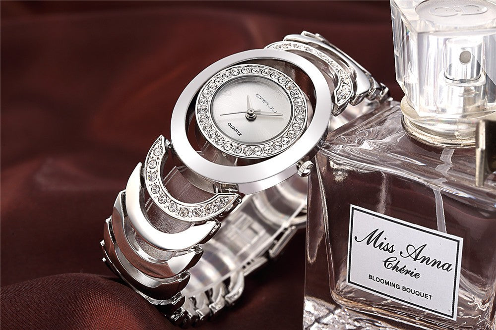 Modern Women's Gold and Crystal Watch