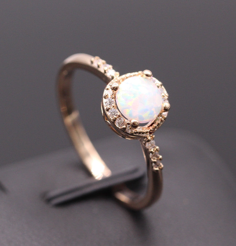October Birthstone Opal & Gold Ring