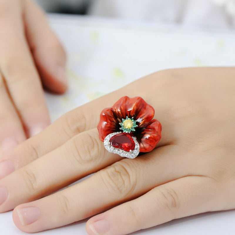 Floral Beating Heart November Ring