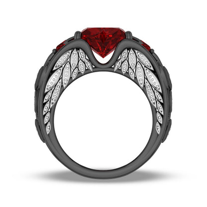 Angelwing Heart Birthstone Ring (July Birthstone)