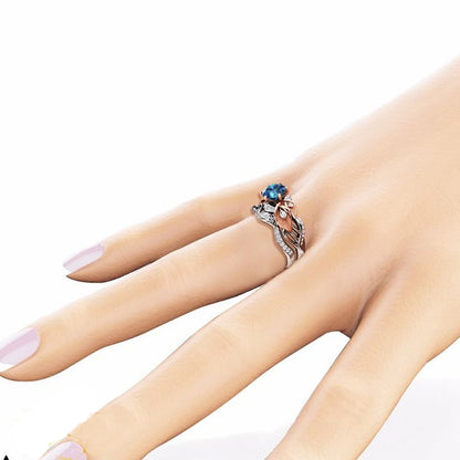 Floral Dual Set September Birthstone Ring