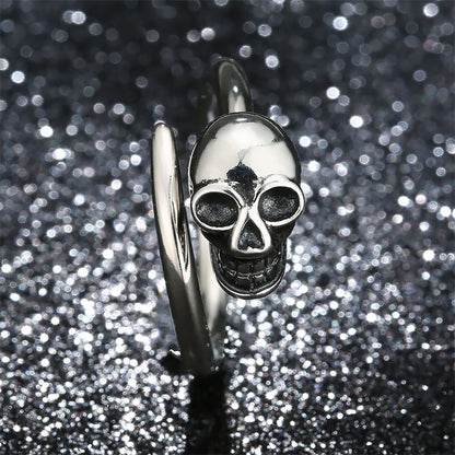 Adjustable 925 Sterling Silver Skull Ring (Unisex)