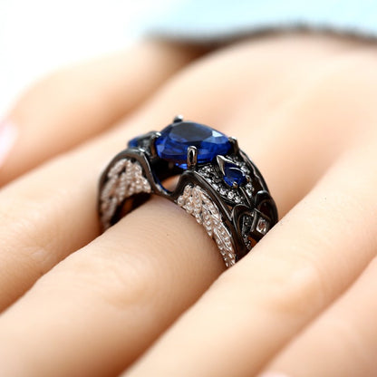 September Angelwing Heart Birthstone Ring