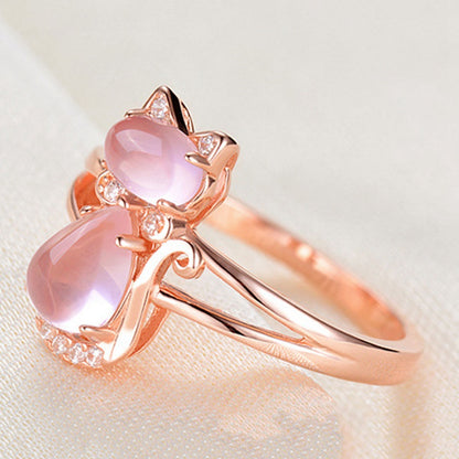 Pink Opal Cat Ring