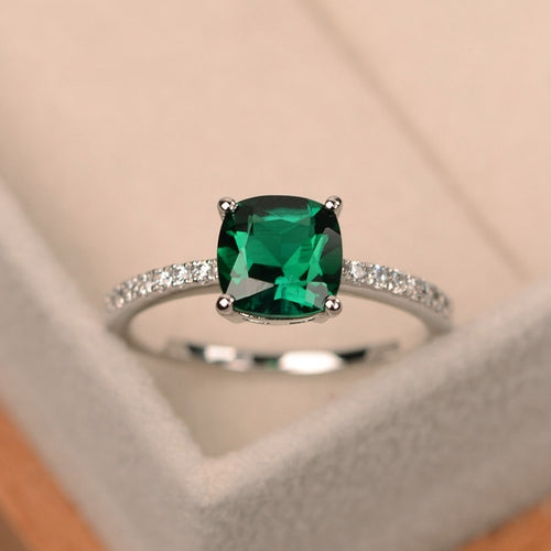 Square May Birthstone Ring