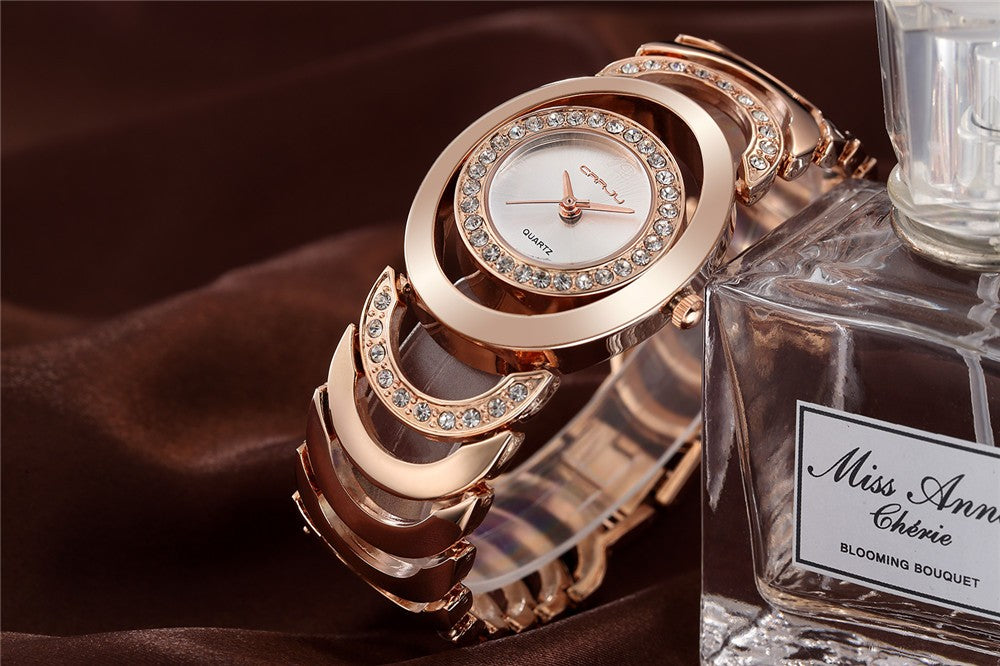 Modern Women's Gold and Crystal Watch