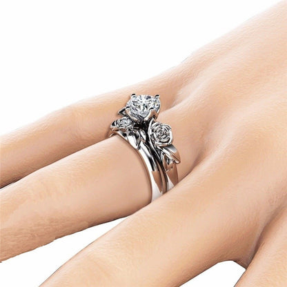 Rose Gold Floral April Birthstone Ring