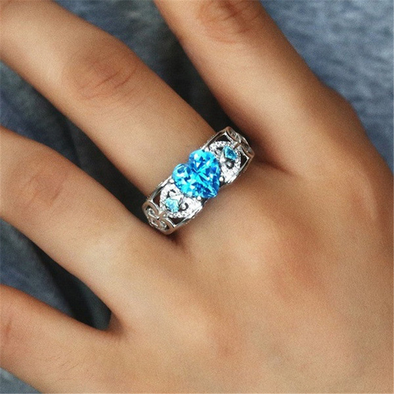 December  White Gold Filled Heart Birthstone Ring
