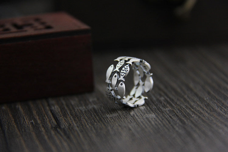 Silver Fish School Ring