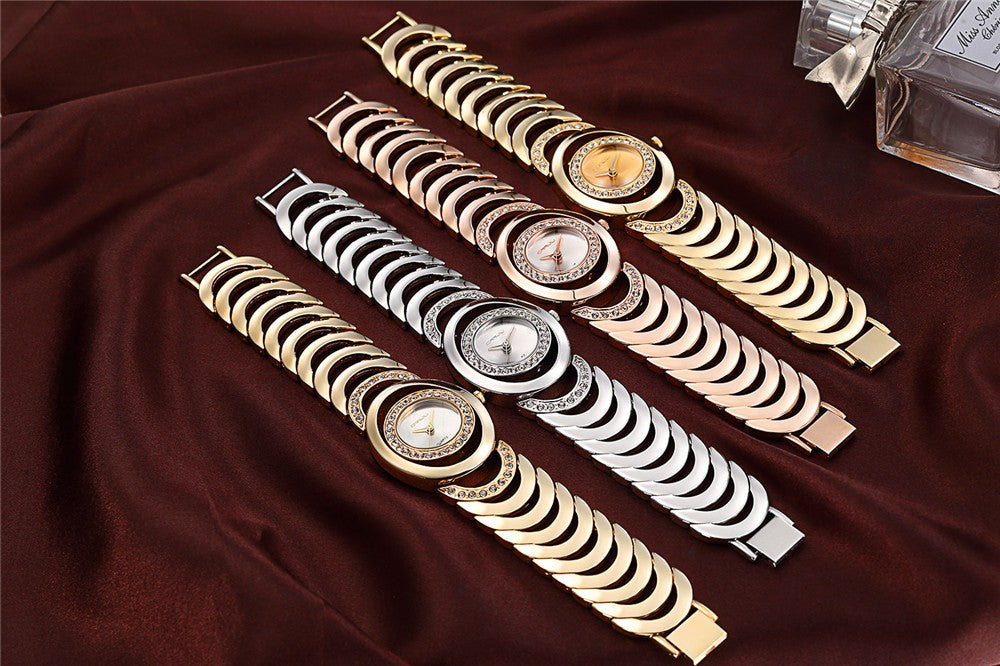 Modern Women's Gold and Crystal Watch