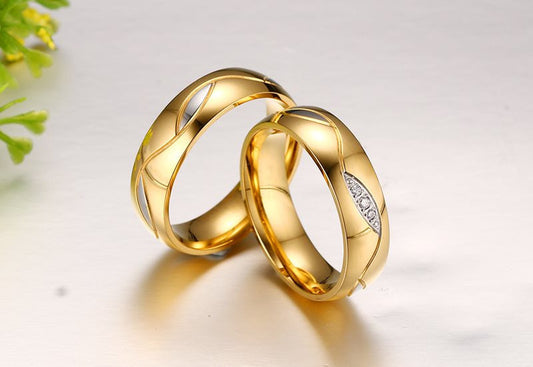 Lovers' Stainless Steel CZ Distance Rings