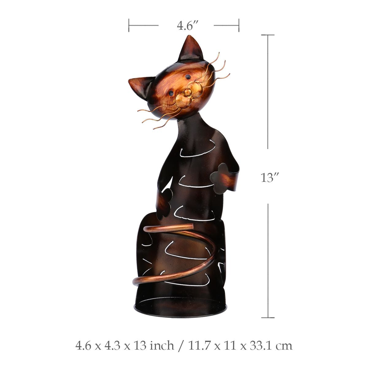 Iron Hugging Cat Wine Holder