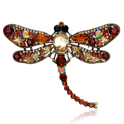 Ornate Crystal Rhinestone Dragonfly Brooch