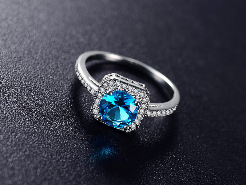March Birthstone Square Ring